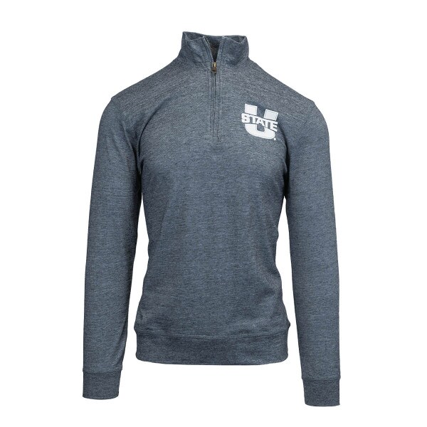 Heathered, U-State, Navy, Sweatshirt, 1/4-Zip